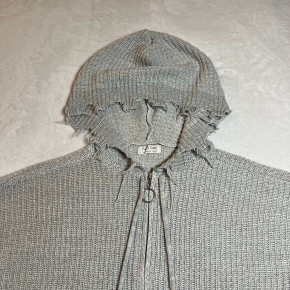 Full Circle Trends Crop Knit Full Zip Hoodie Sweater Jacket w/ Raw Hem Size L - Picture 3 of 7